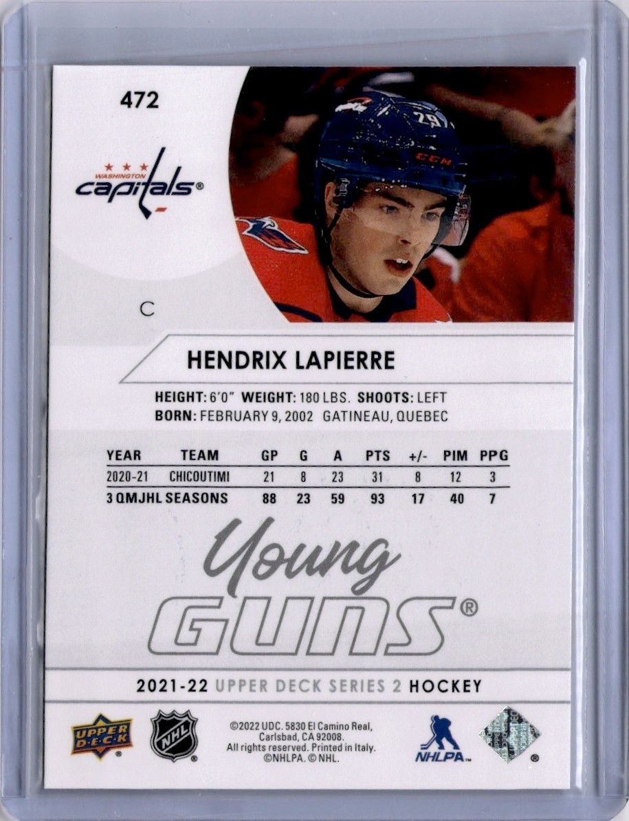Hendrix Lapierre Young Guns #472 2021-22 Upper Deck Series 2 [M174]