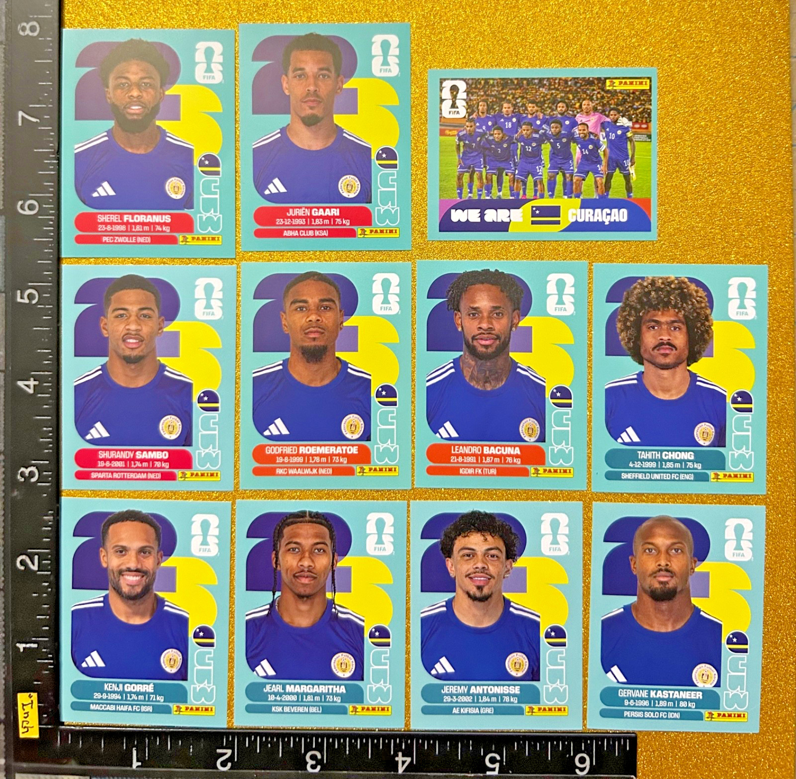 PANINI STICKERS WORLD CUP 2026 USA-MEX-CAN, SET OF 11 BLUE, CURACAO TEAM