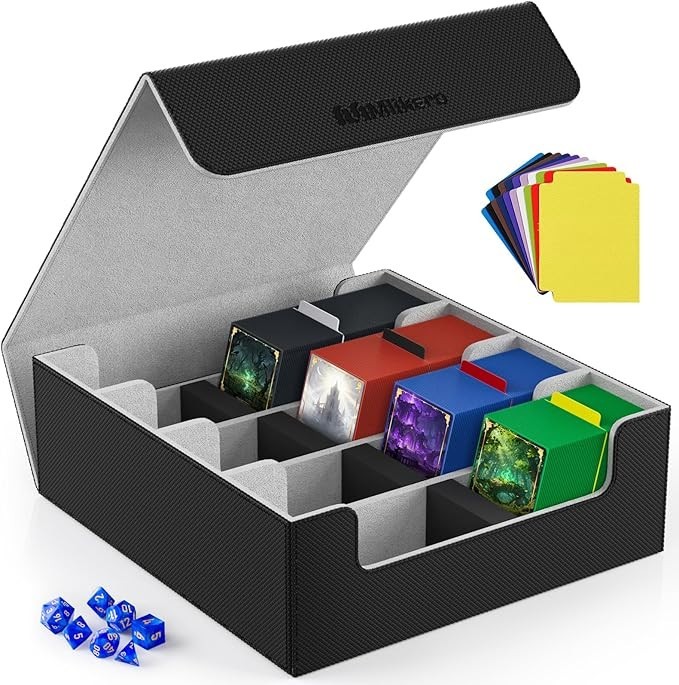 Trading Card Storage Box 4 Row Large Capacity 2400 Cards Magnetic Closure Divide
