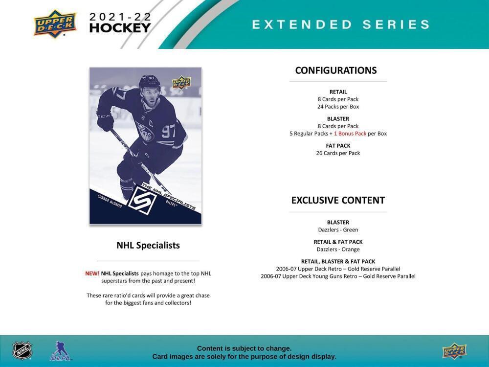 2021 2022 Upper Deck Hockey EXTENDED Series Blaster Box Young Guns Akira Schmid