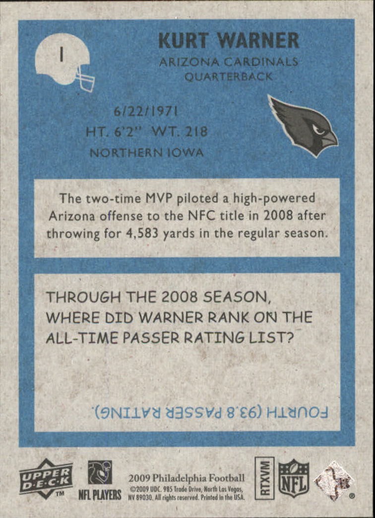 2009 Philadelphia #1 Kurt Warner – FB