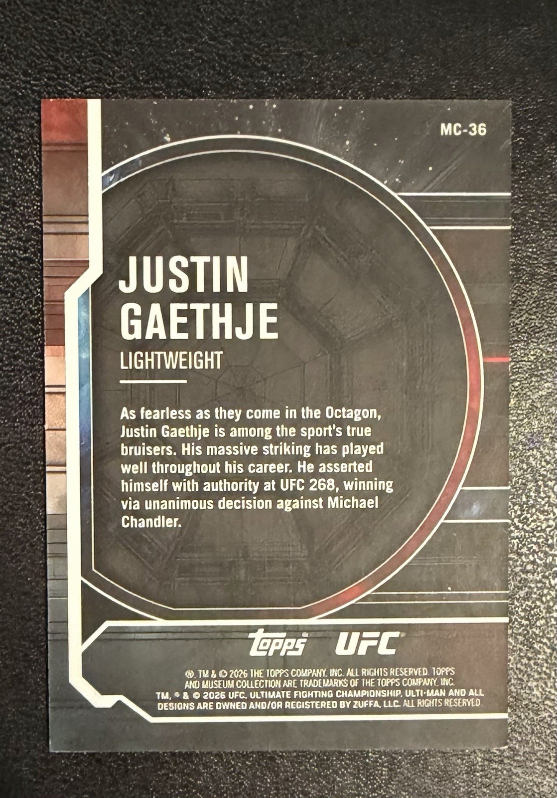 2026 Topps Knockout Museum Collection Justin Gaethje /25