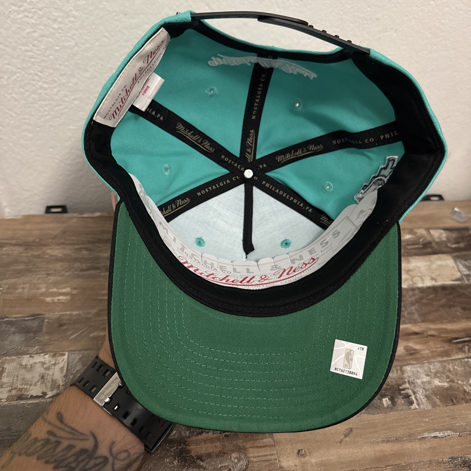 San Antonio Spurs Mitchell & Ness Pro Crown Snapback Teal Black Hat NBA