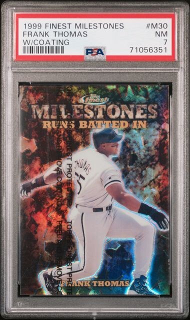 1999 Finest FRANK THOMAS Milestones REFRACTOR 1100/1400 w/ Coating # M30 PSA 7