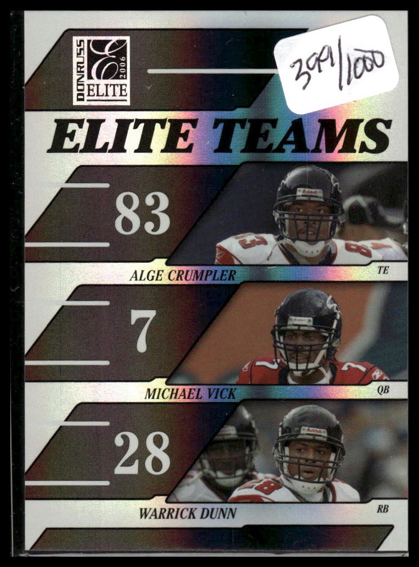 2006 Donruss Elite #ET-1 Alge Crumpler Michael Vick Dunn Black #/1000
