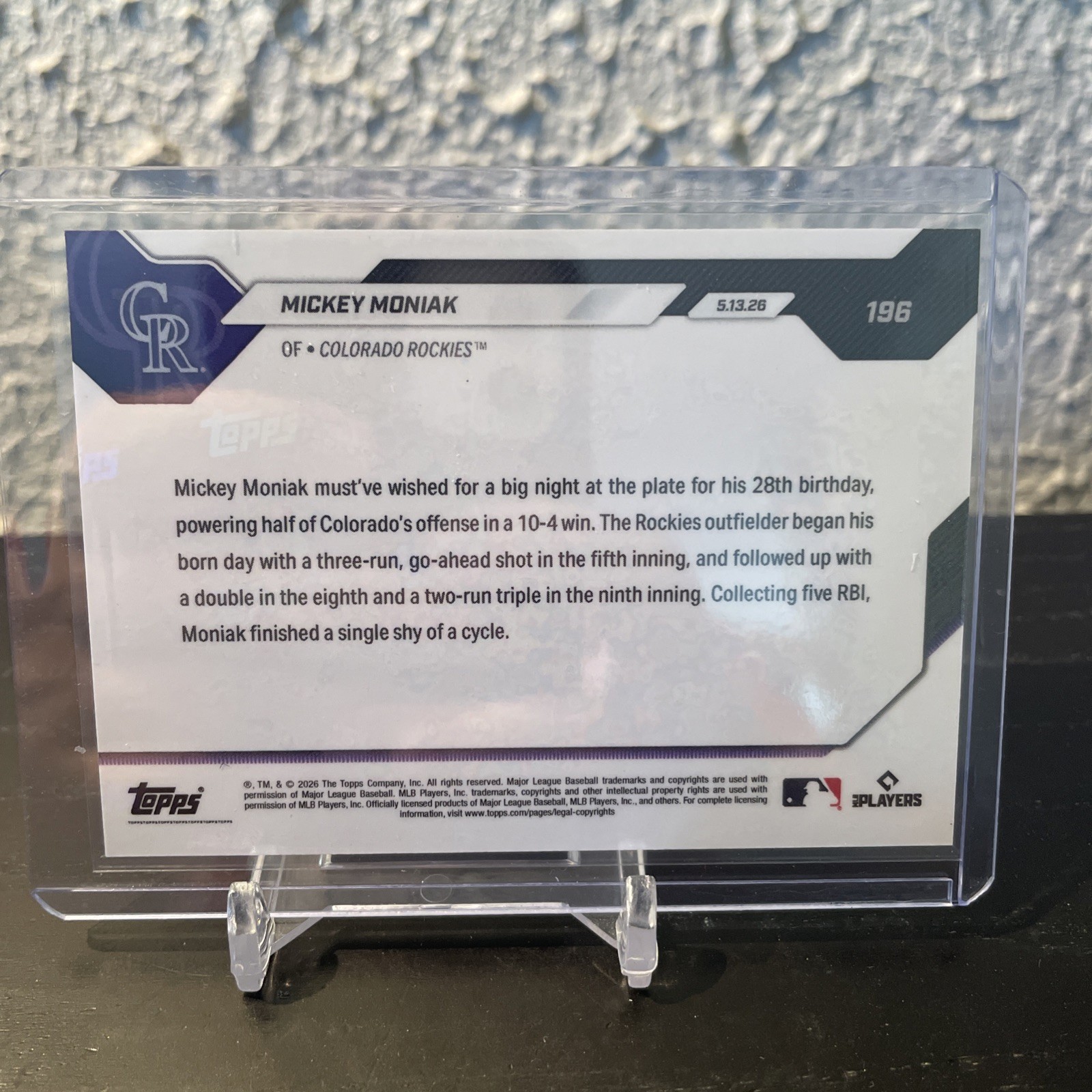 Mickey Moniak – 2026 MLB Topps NOW #196 – PR: 327 COLORADO ROCKIES Birthday Wish
