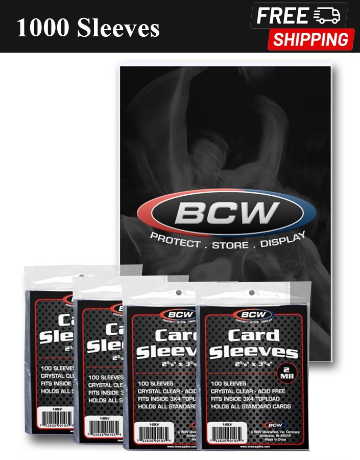 1000 BCW Standard Trading Card Sleeves Sport Baseball Football Topload Holders
