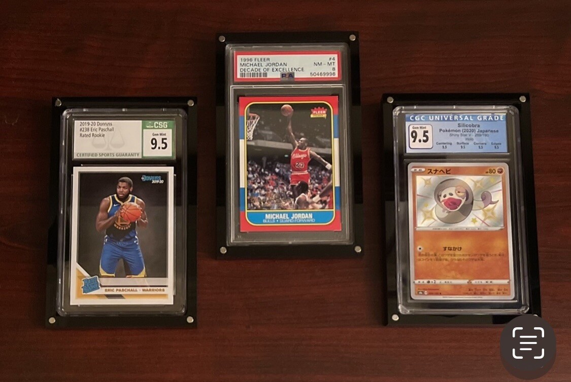 PSA Display Case- Black Base W/Cover. Beautiful Frame Look For Any Wall Or Desk!