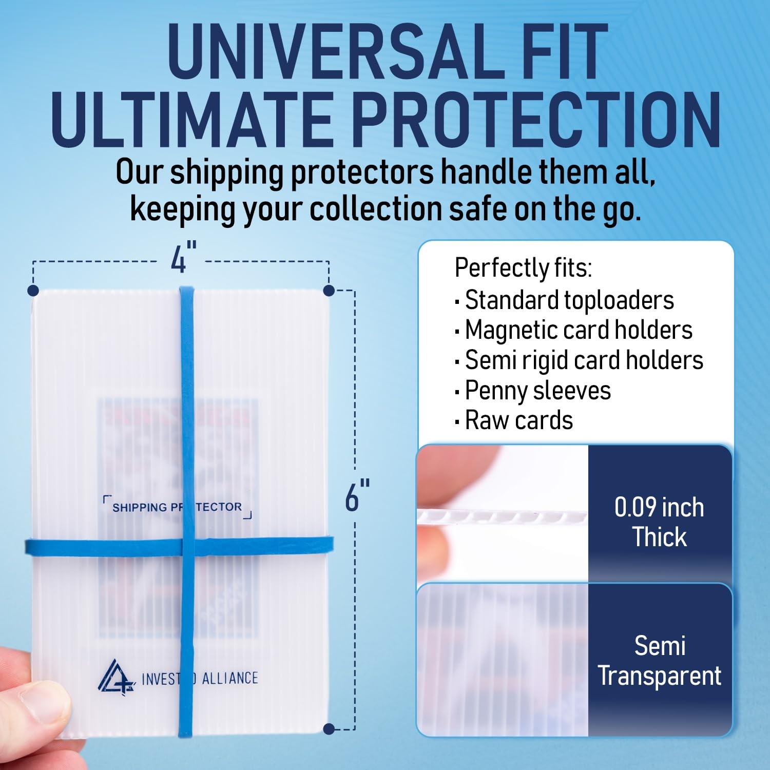Premium Bundle Trading Card Shipping Protector with Rubber Bands | Graded Car…
