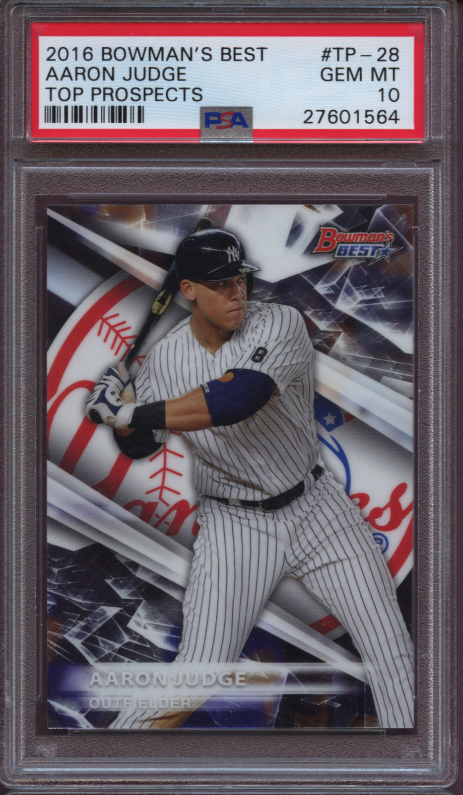 2016 Bowman’s Best TP-28 Aaron Judge Top Prospects PSA 10 Gem Mint