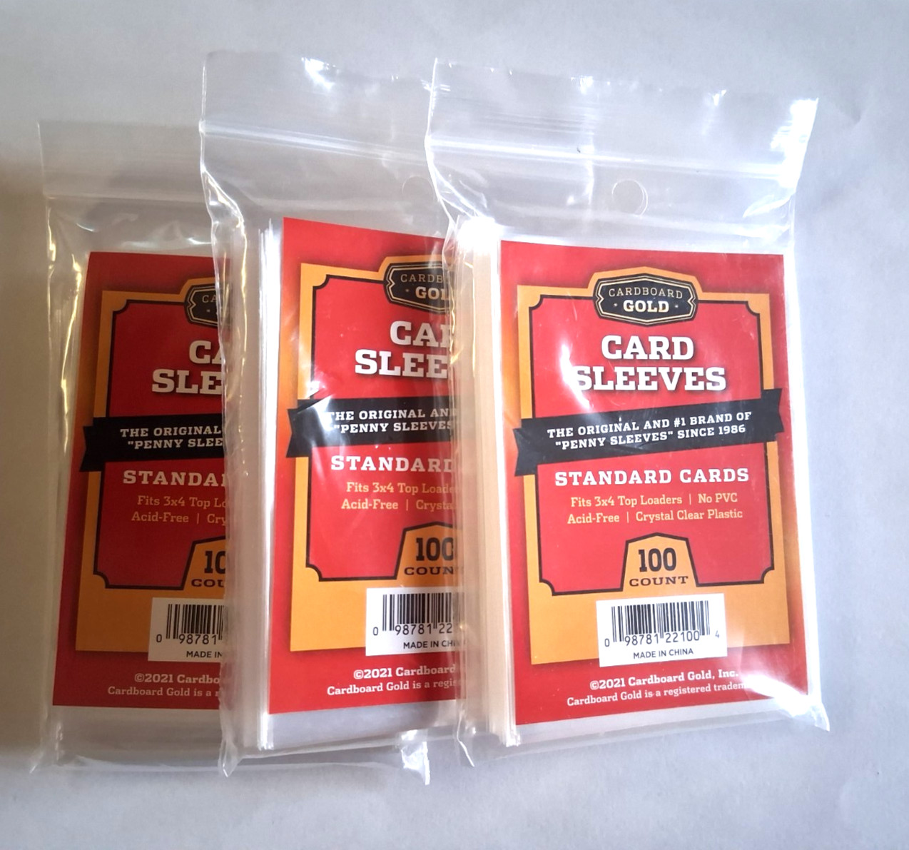 300 Cardboard Gold Premium Penny Sleeves for Trading Card 3 Packs of 100 Sealed