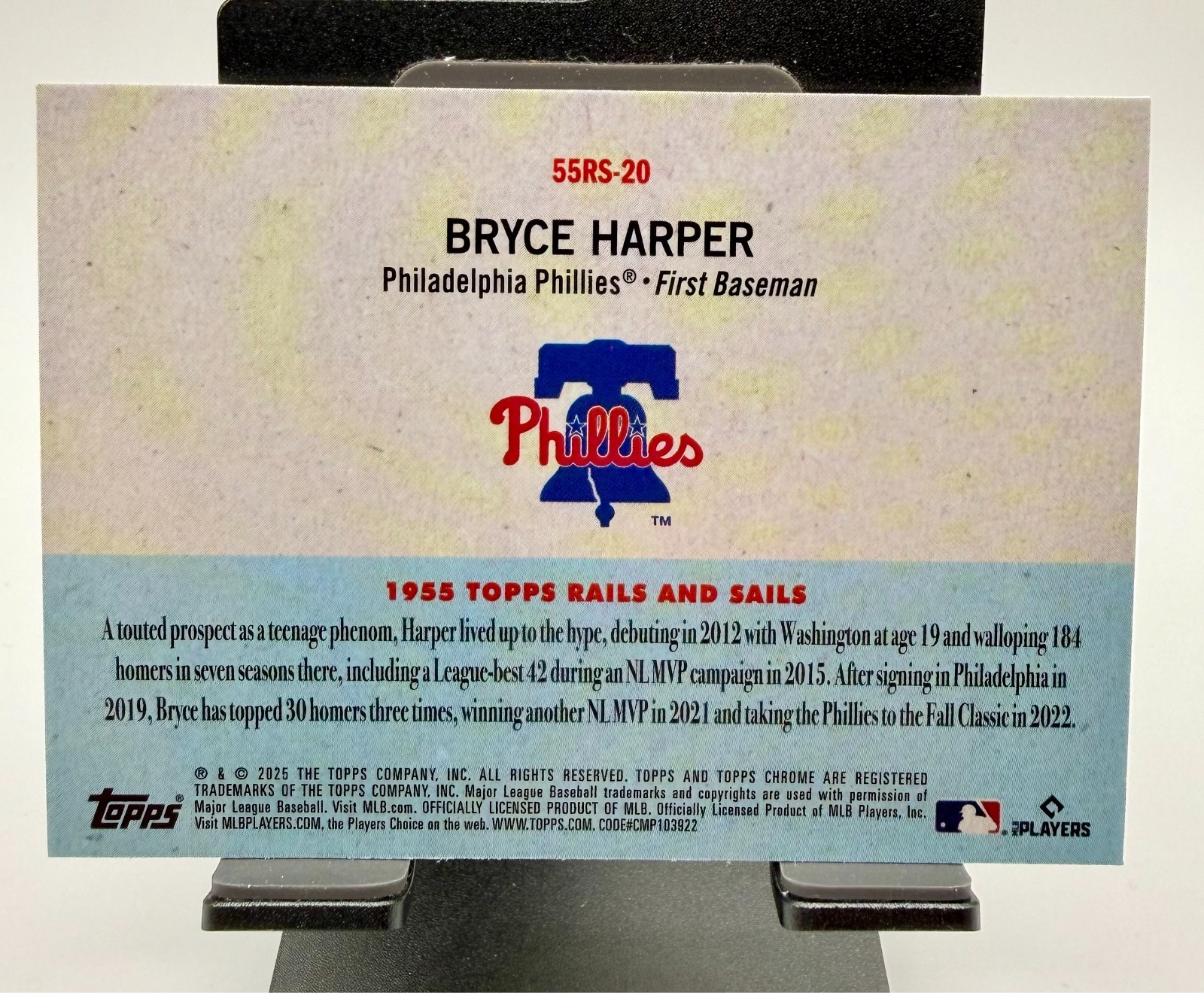 2025 Topps Chrome Platinum Bryce Harper Rails And Sails 55RS-20 Phillies