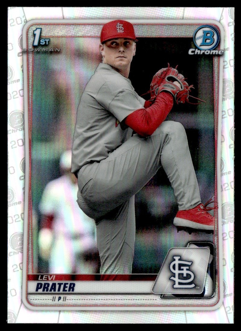 LEVI PRATER 2020 BOWMAN DRAFT CHROME REFRACTOR RC ST. LOUIS CARDINALS #BD-125