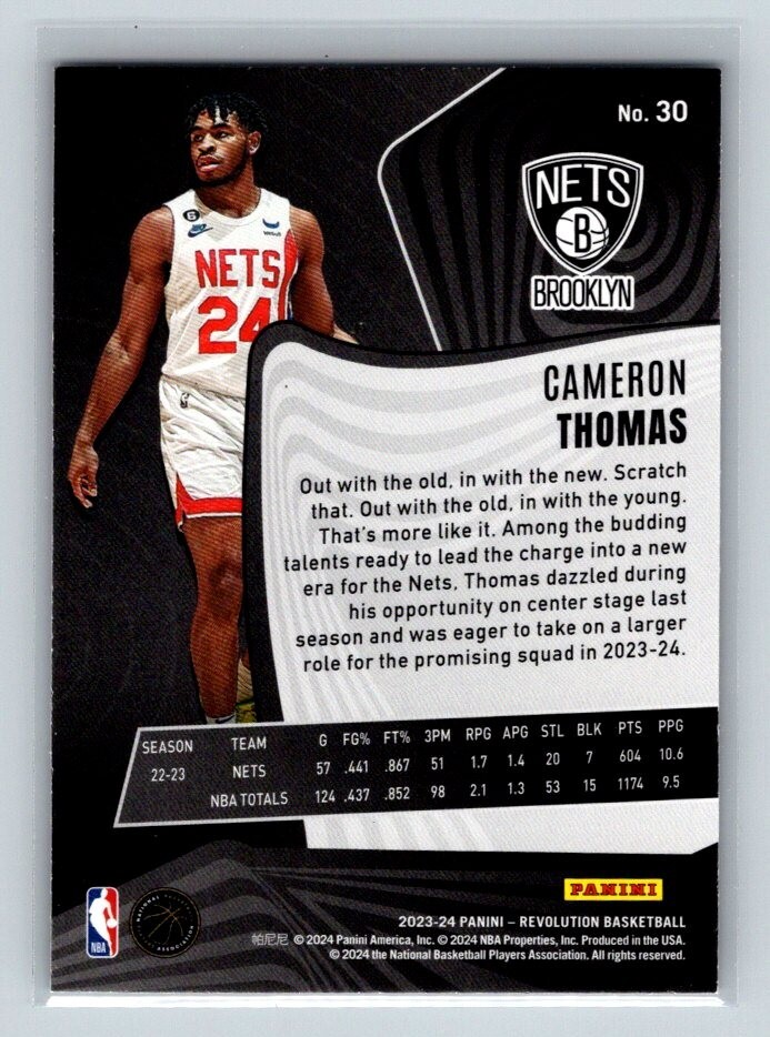 2023-24 Panini Revolution #30 Cameron Thomas, Brooklyn Nets (B)