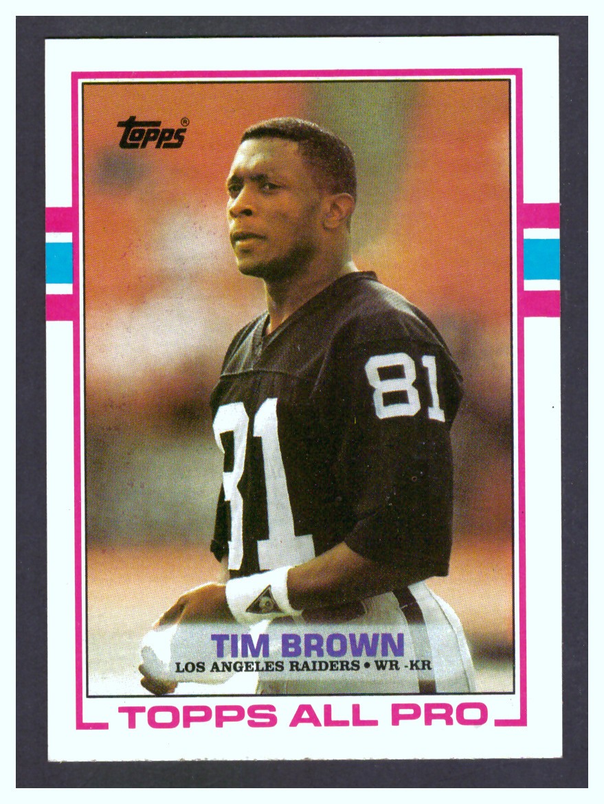 1989 Topps – Tim Brown #265 – Rookie Card – Los Angeles Raiders – Nice & Sharp