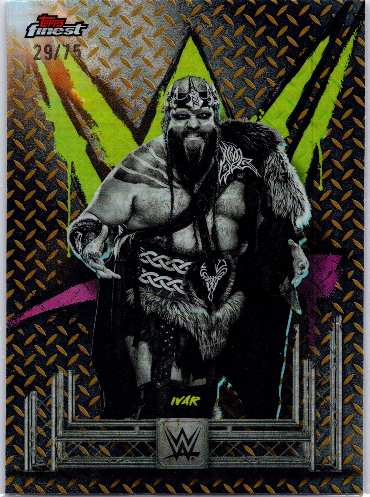 2025 Topps Finest WWE Ivar Common Gold /75