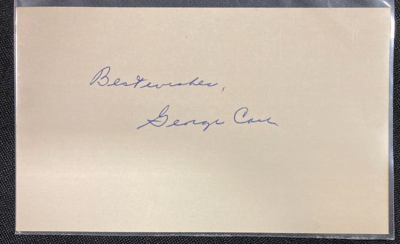 PLAYED 1937-’47! BASEBALL SIGNED 3X5 CARD GEORGE CASE W/COA JSA AVAILABLE CF