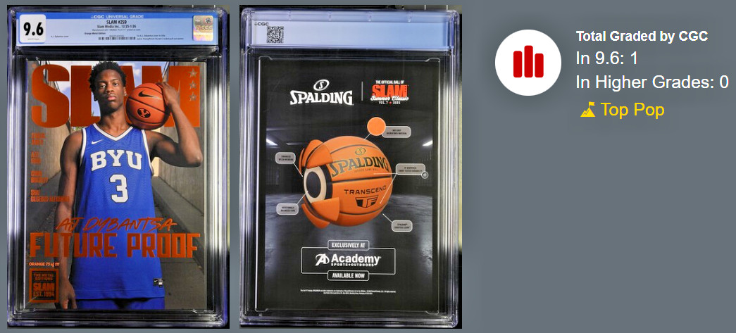 CGC 9.6! AJ Dybantsa ‘Future Proof’ SLAM 259 Orange Metal Magazine! #/111