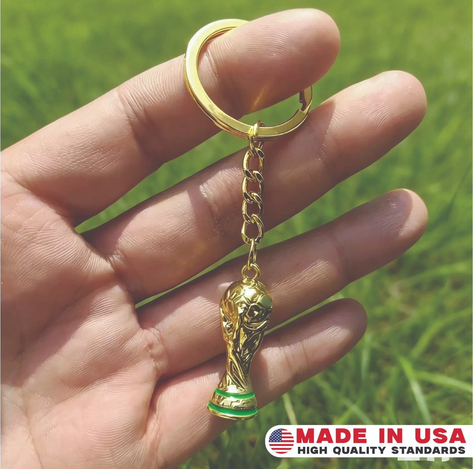 2026 World Cup Trophy Keychain Metal Football Soccer Fan