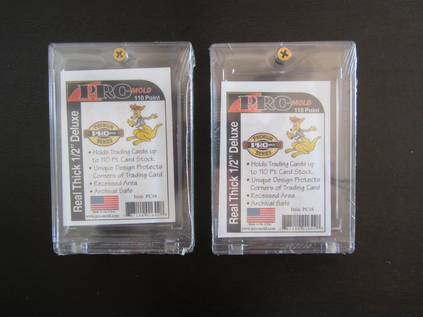 2 Count Pro-Mold # PC16 1 Screw Memorabilia Card Holder 110 pt, 1/2” Deluxe New