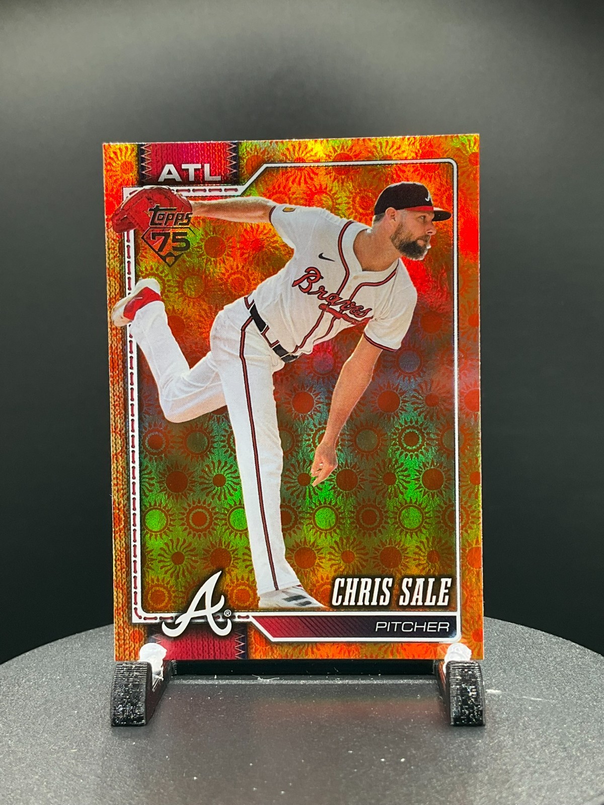 2026 Topps Series 2 Orange “SUN” Holo Foil Parallel #427 Chris Sale, Atlanta Bra