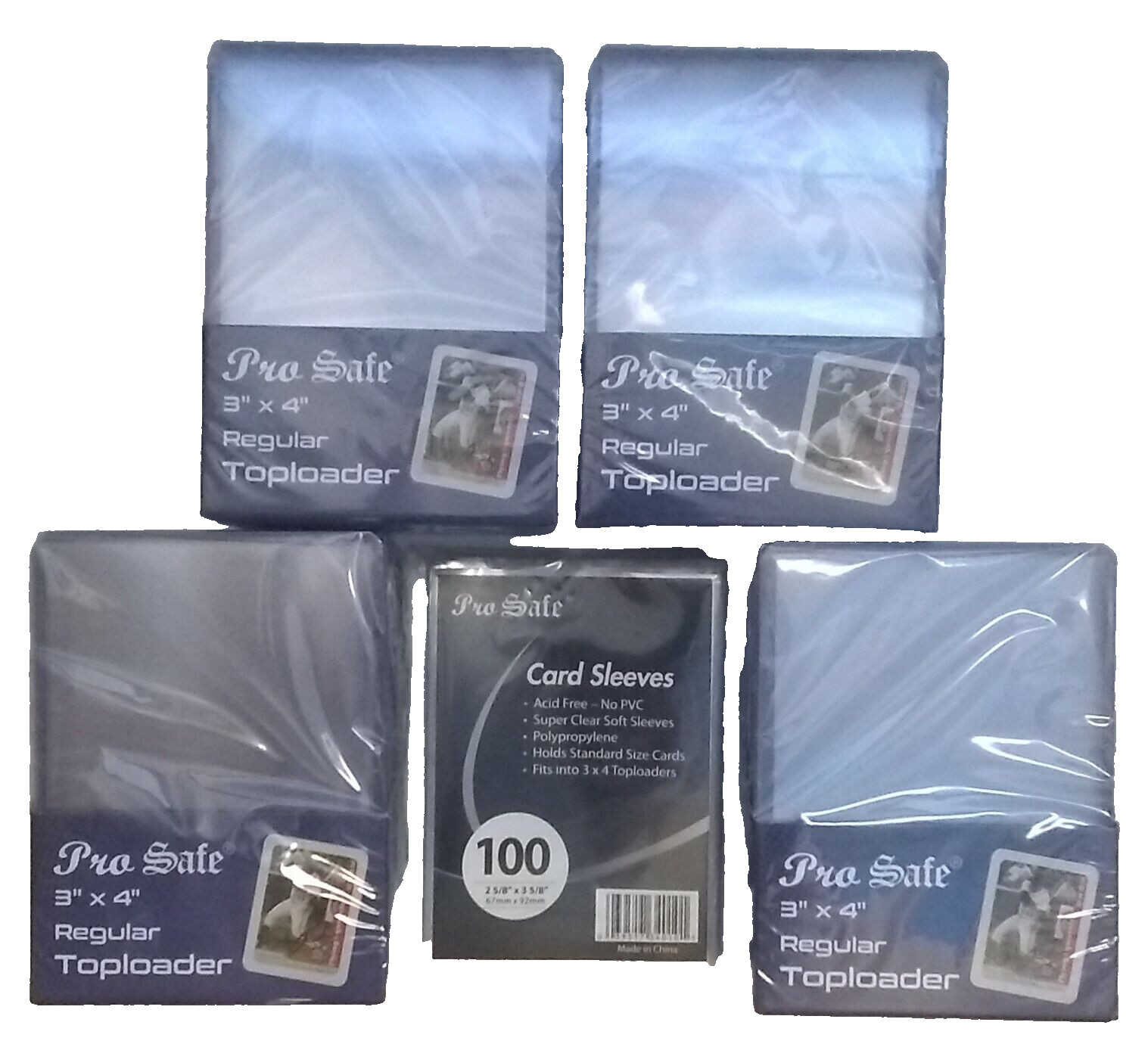 100 Pro Safe Regular 3×4 Toploaders + 100 soft sleeves New Top loaders STANDARD