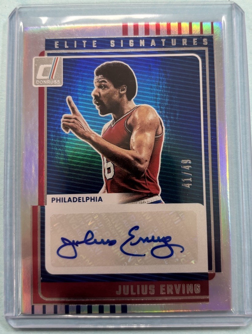 25/26 Panini Donruss Julius Erving Elite Signatures Silver Foil Auto #d 41/49 SP