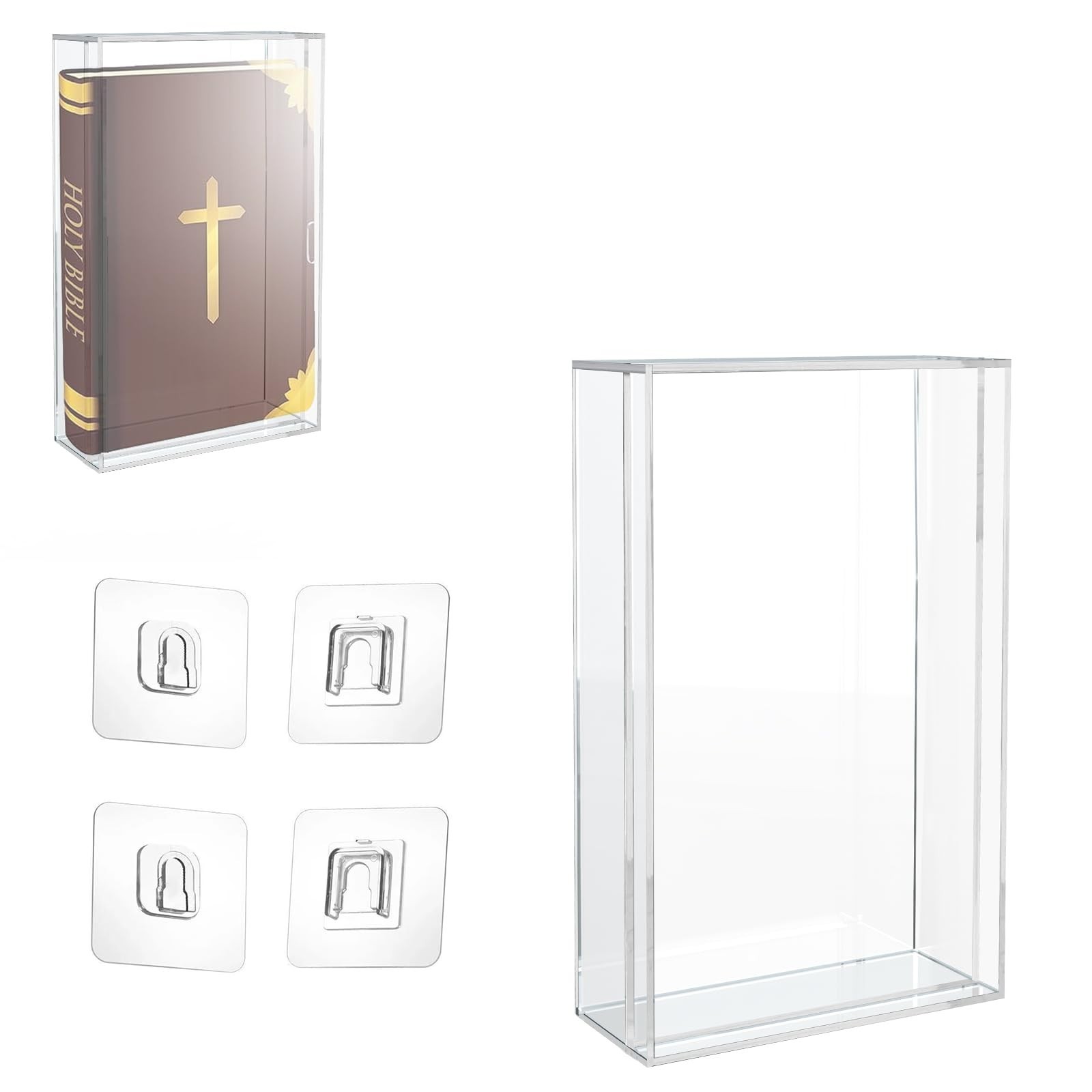Acrylic Bible Display Case – Wall Mounted & Tabletop, 10.2″x7″x2.4″, Book Protec