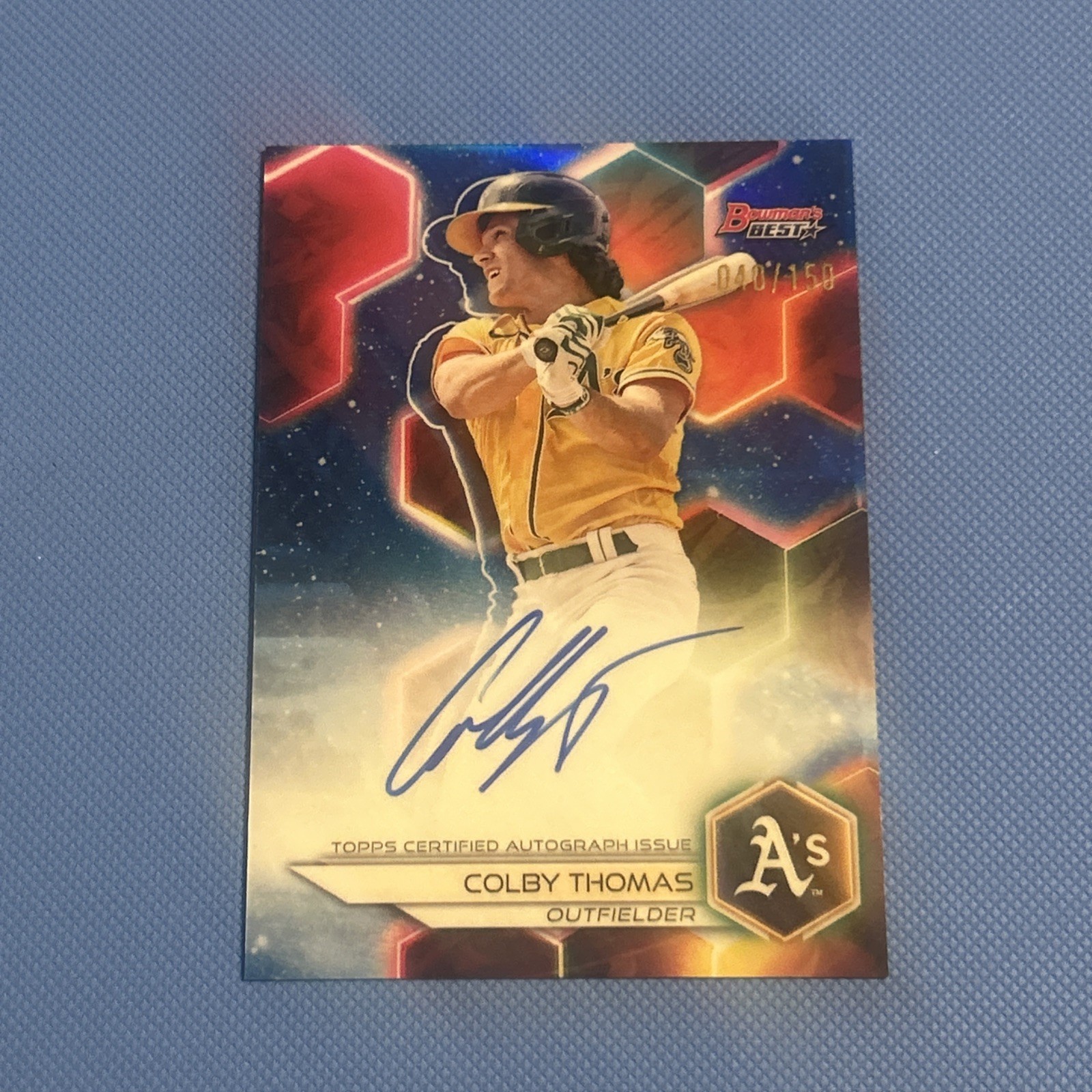 2023 Bowman’s Best Colby Thomas Auto Blue Refractor /150 #B23-CT Athletics