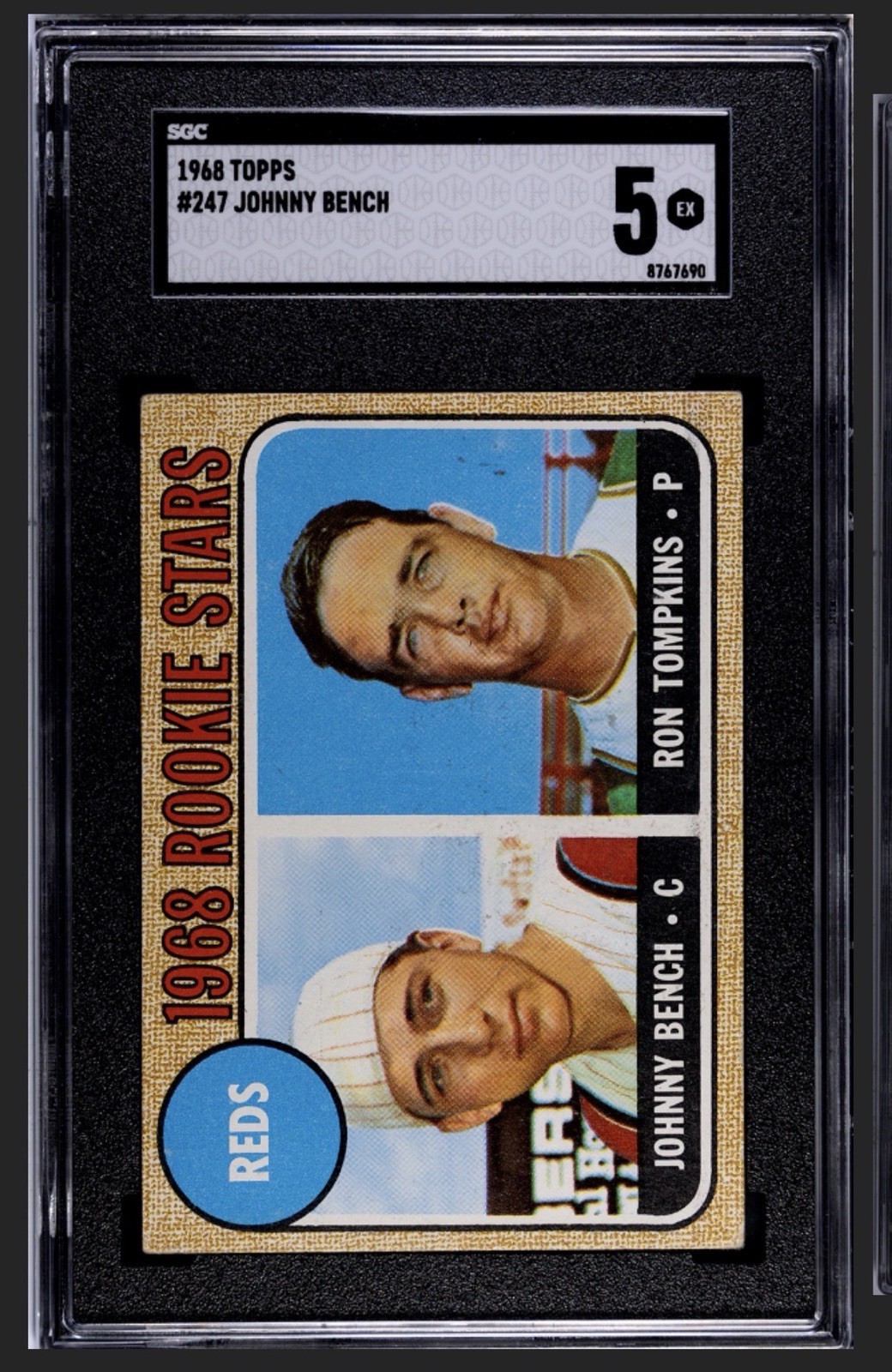 1968 Topps #247 Rookie RC Johnny Bench SGC 5 8767690