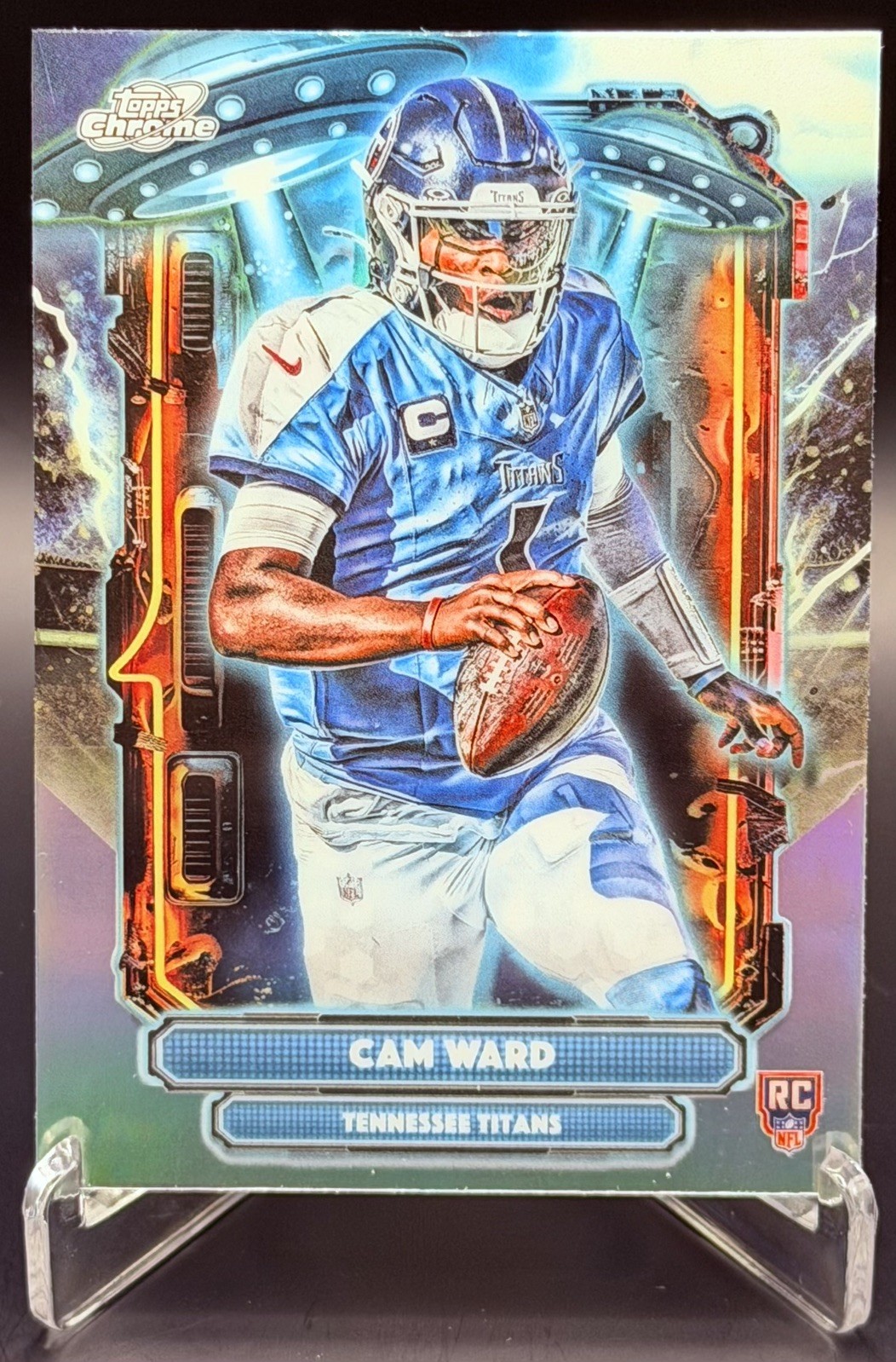 2025 Topps Chrome Cosmic Football Cam Ward ET-1 Extra Terrestrial Refractor RC