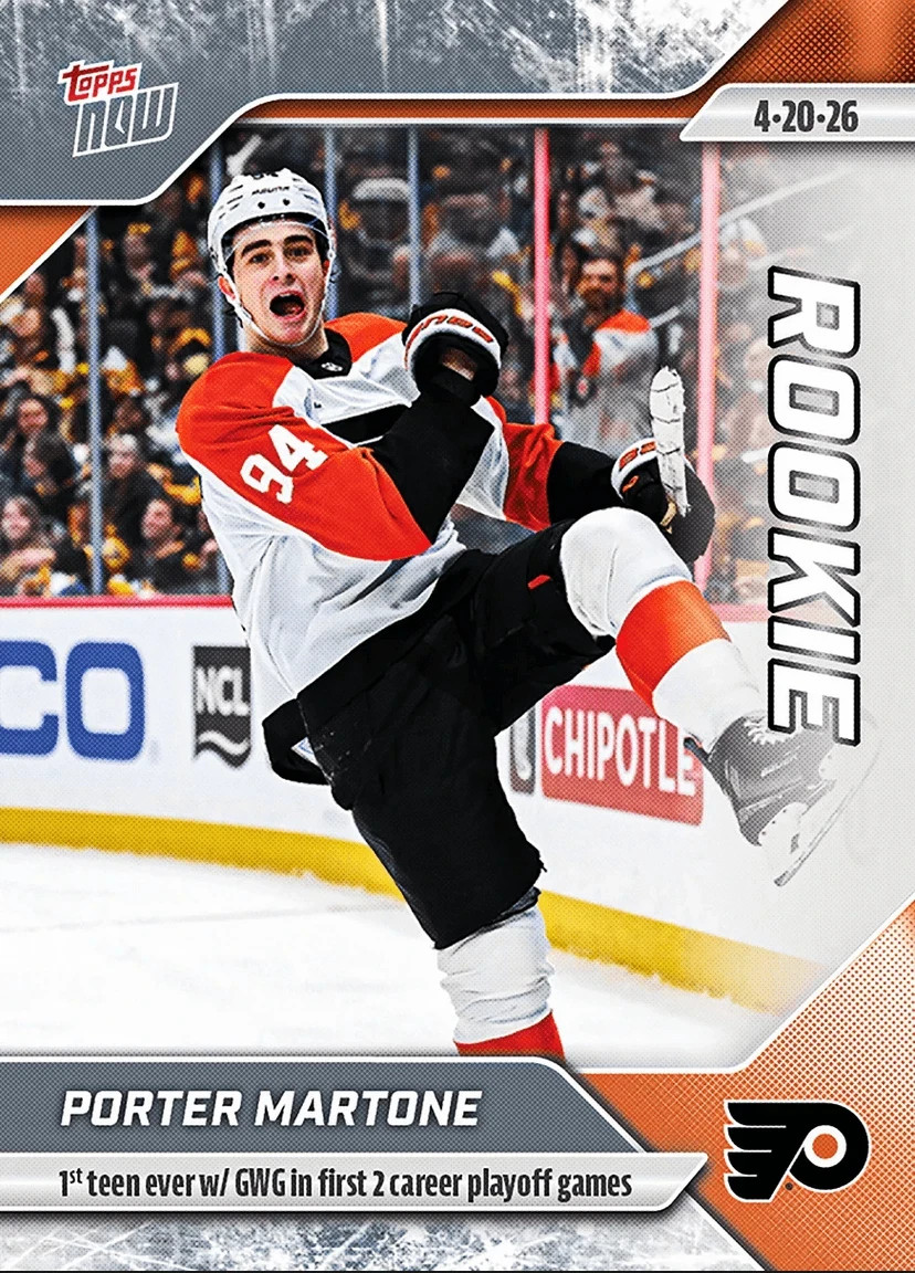 2025 Topps Now Porter Martone 1st teen w/ GWG in First 2 Career Playoff Games