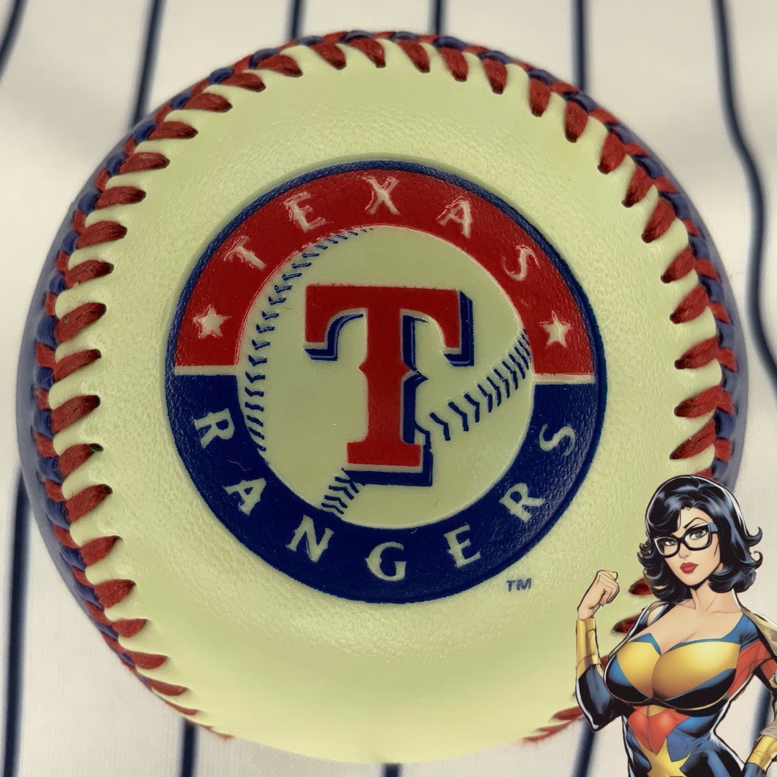 Texas Rangers Blue With Glow In The Dark Panel Fotoball Souvenir Baseball Ball