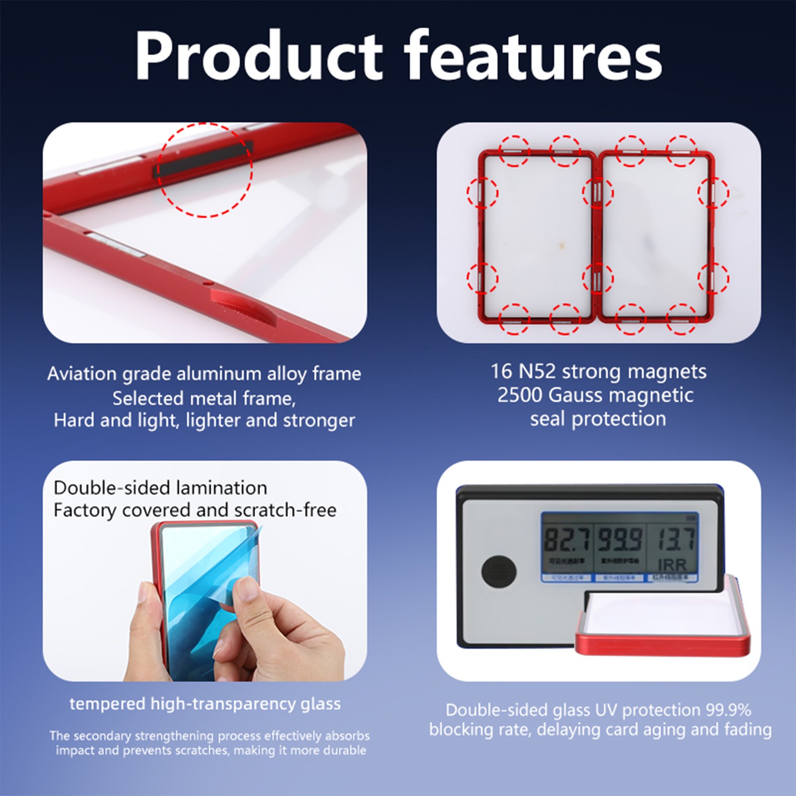 Magnetic Metal Card Slabs Case Protector For 35/130PT Shockproof Aluminum Bumper