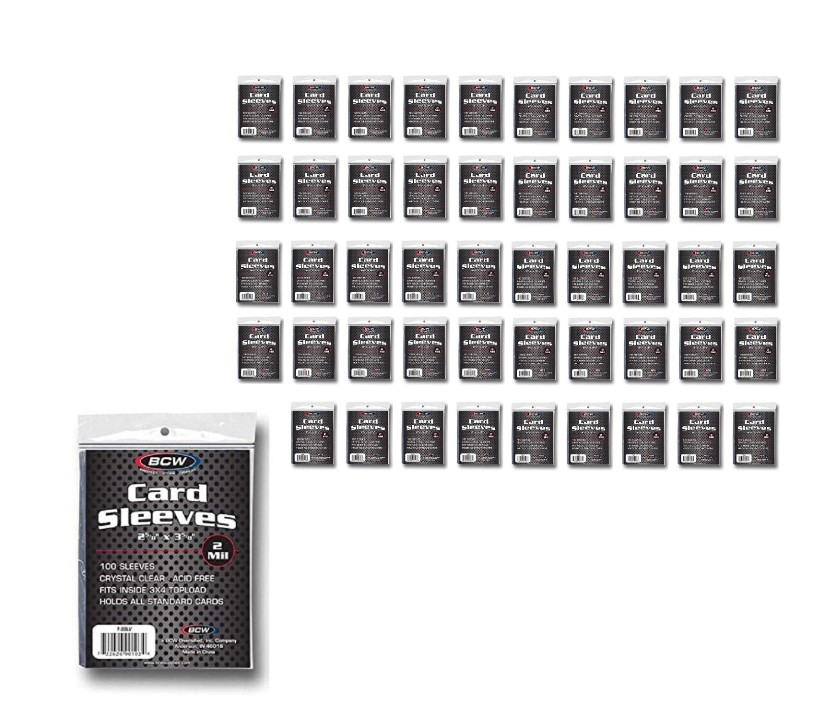 BCW (5000 count) Soft Trading Card Sleeves (50 Packs) Acid Free Archival Safe
