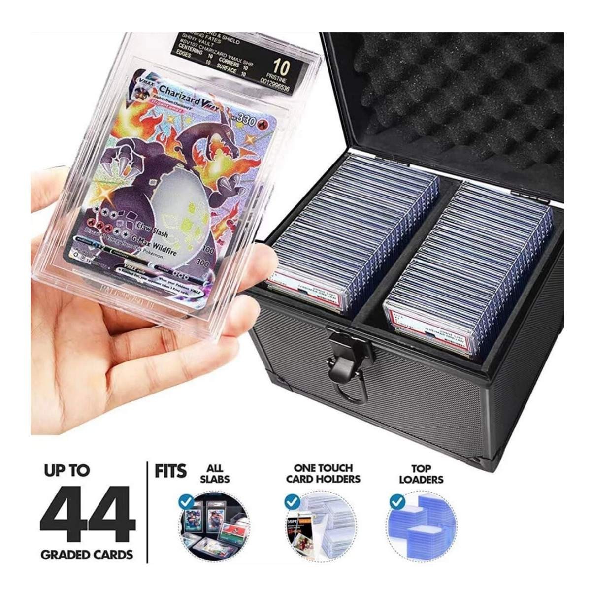 PSA Graded Card Storage Case Holds 40+ Slabs Waterproof Card Carrying Box