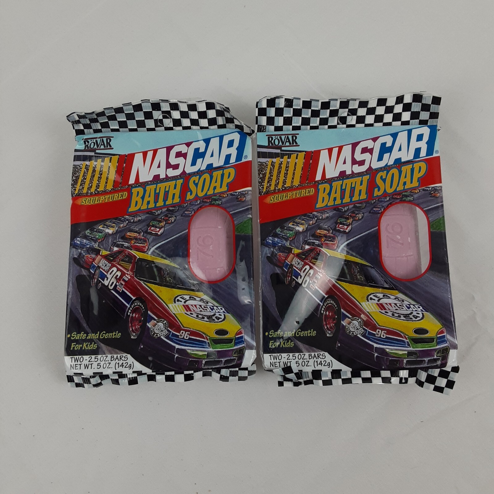 Vintage NASCAR Bath Soap 1996 4 – 2.5 oz bars Racing Children