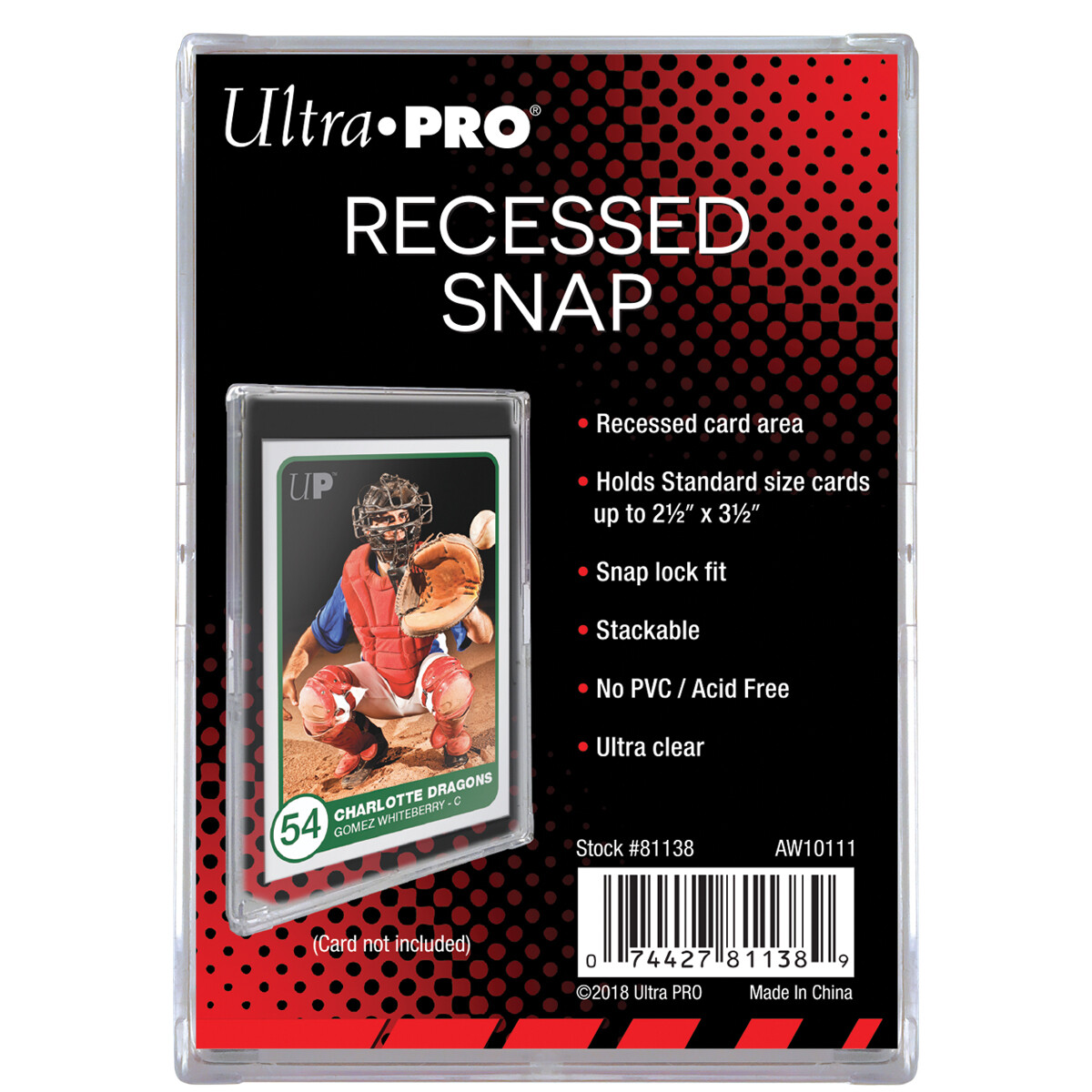 (20-Pack) Ultra Pro Recessed Snap Standard Card Holder Full Sized Stackable