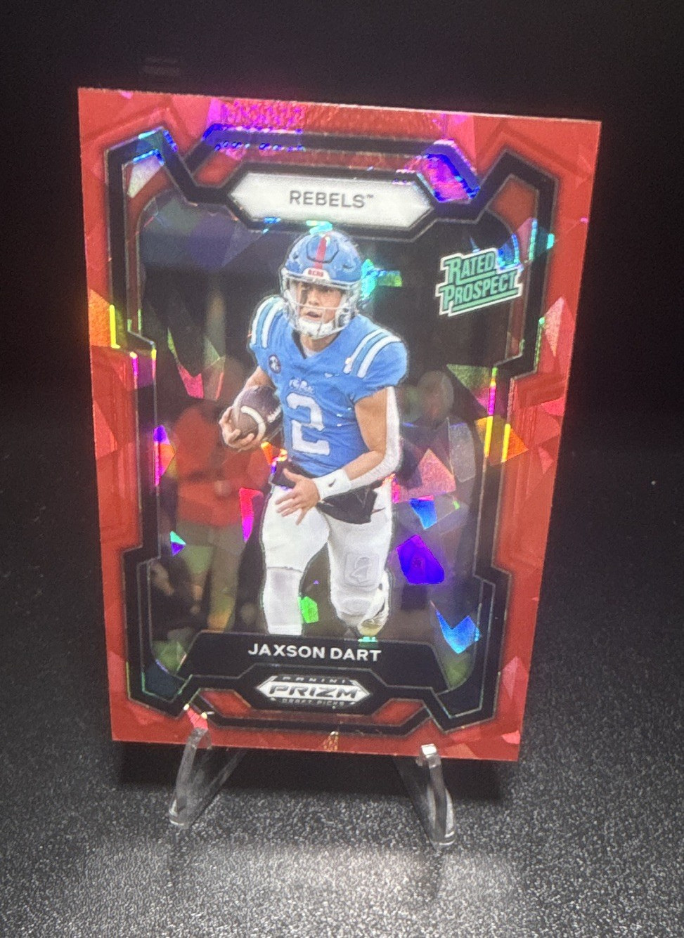 Panini 2024 Prizm Draft Picks Red Ice Prizm Jaxson Dart RC #147