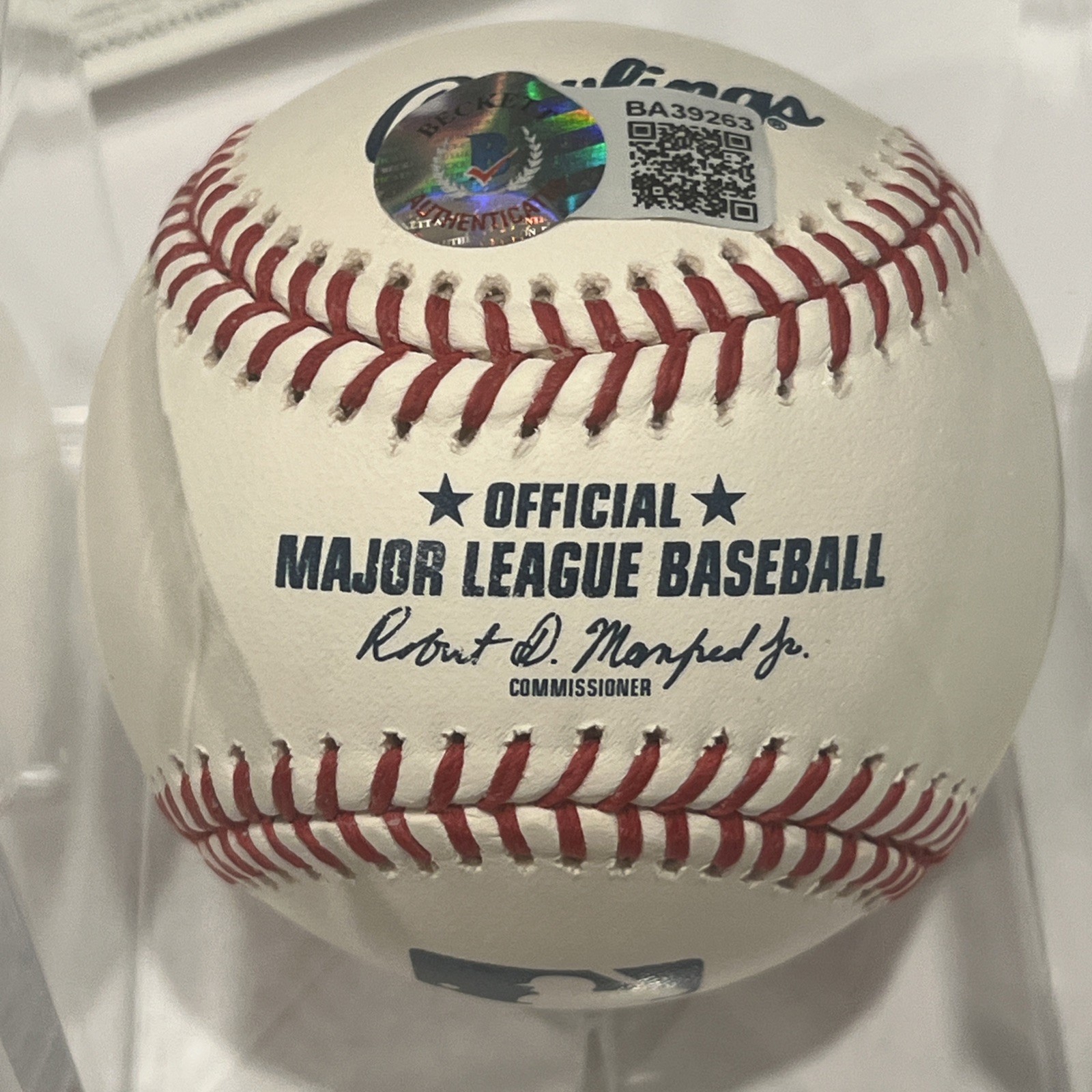 Zach McKinstry Autographed Official MLB ONYX Authenticated W/ Stand