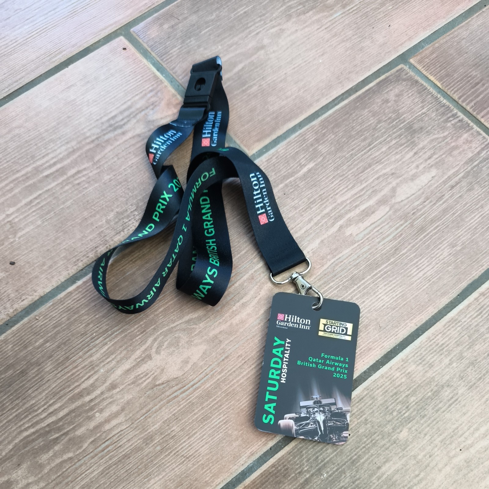 F1. Formula One Lanyard 2025 Silverstone Hilton Garden Inn Saturday. Hospitality
