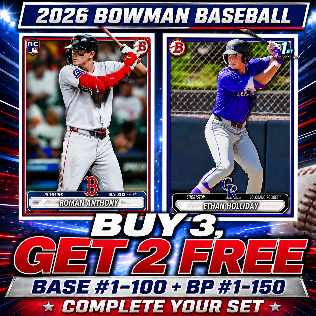 2026 Bowman Baseball Base & Prospects 1-100 BP-1-150 You Pick Complete Your Set