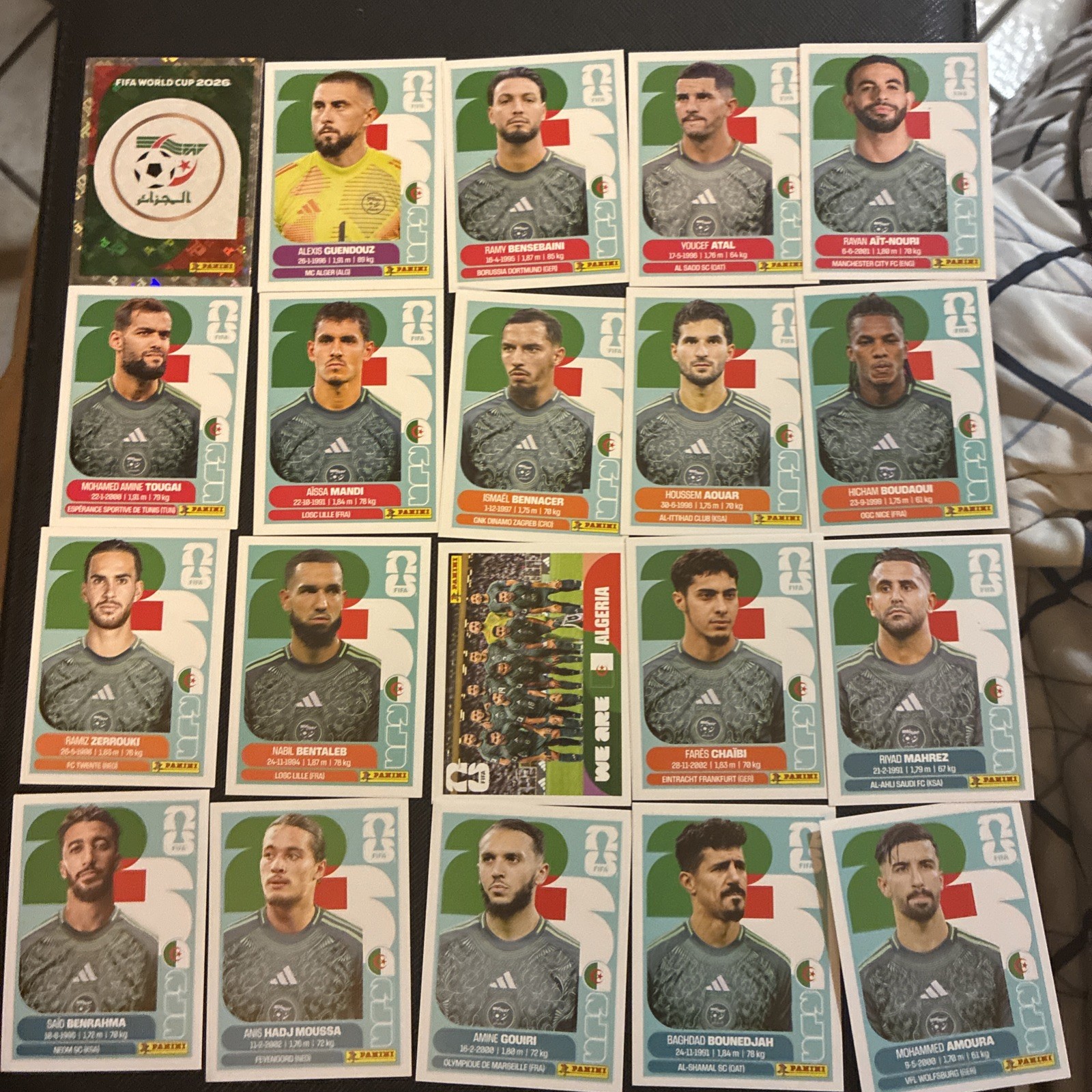 Panini FIFA World Cup 2026 Algeria ALG Team Lot Complete 20 Stickers