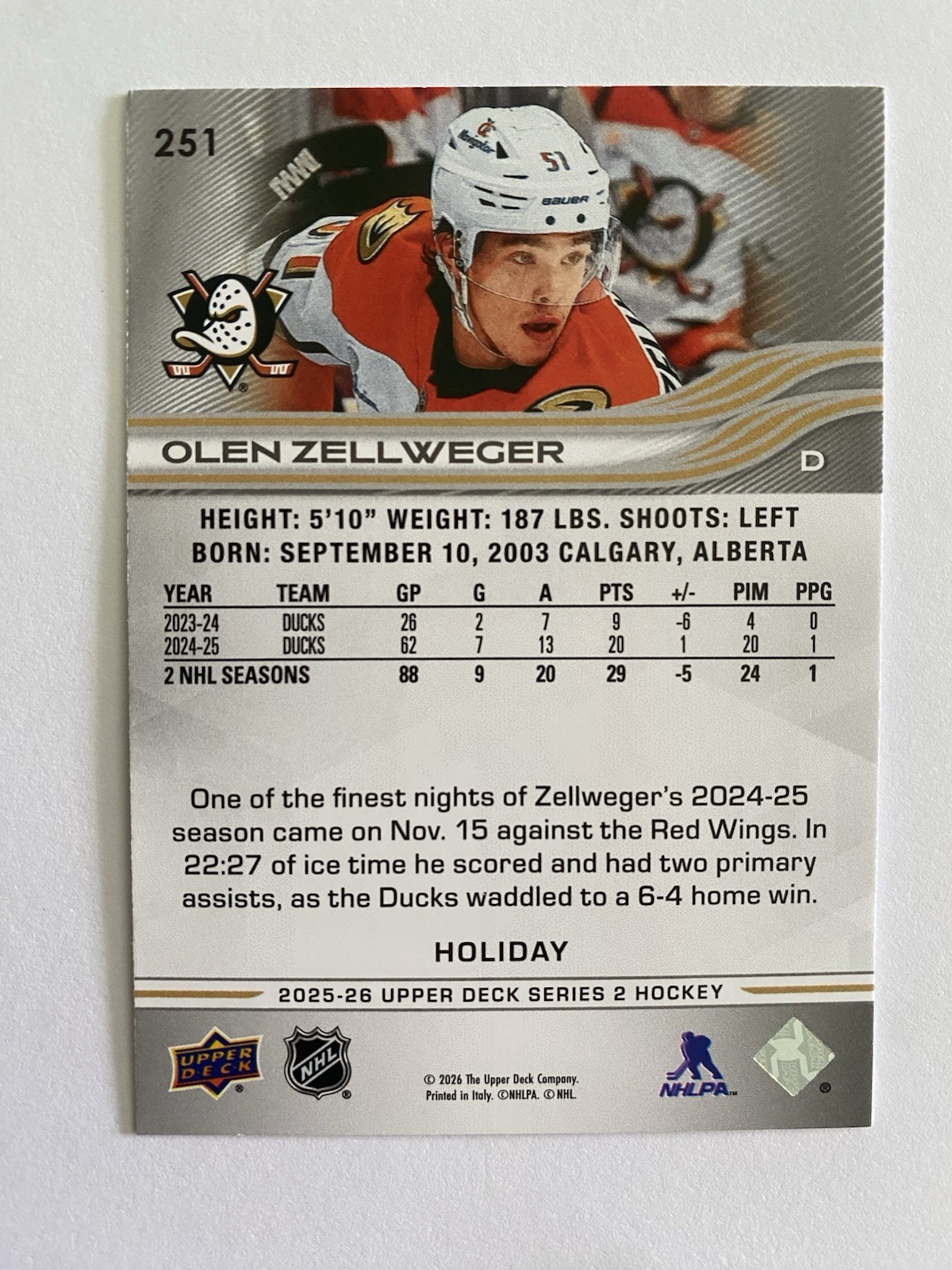 2025-26 Upper Deck Series 2 – Holiday Exclusive Easter Green #251 Olen Zellweger