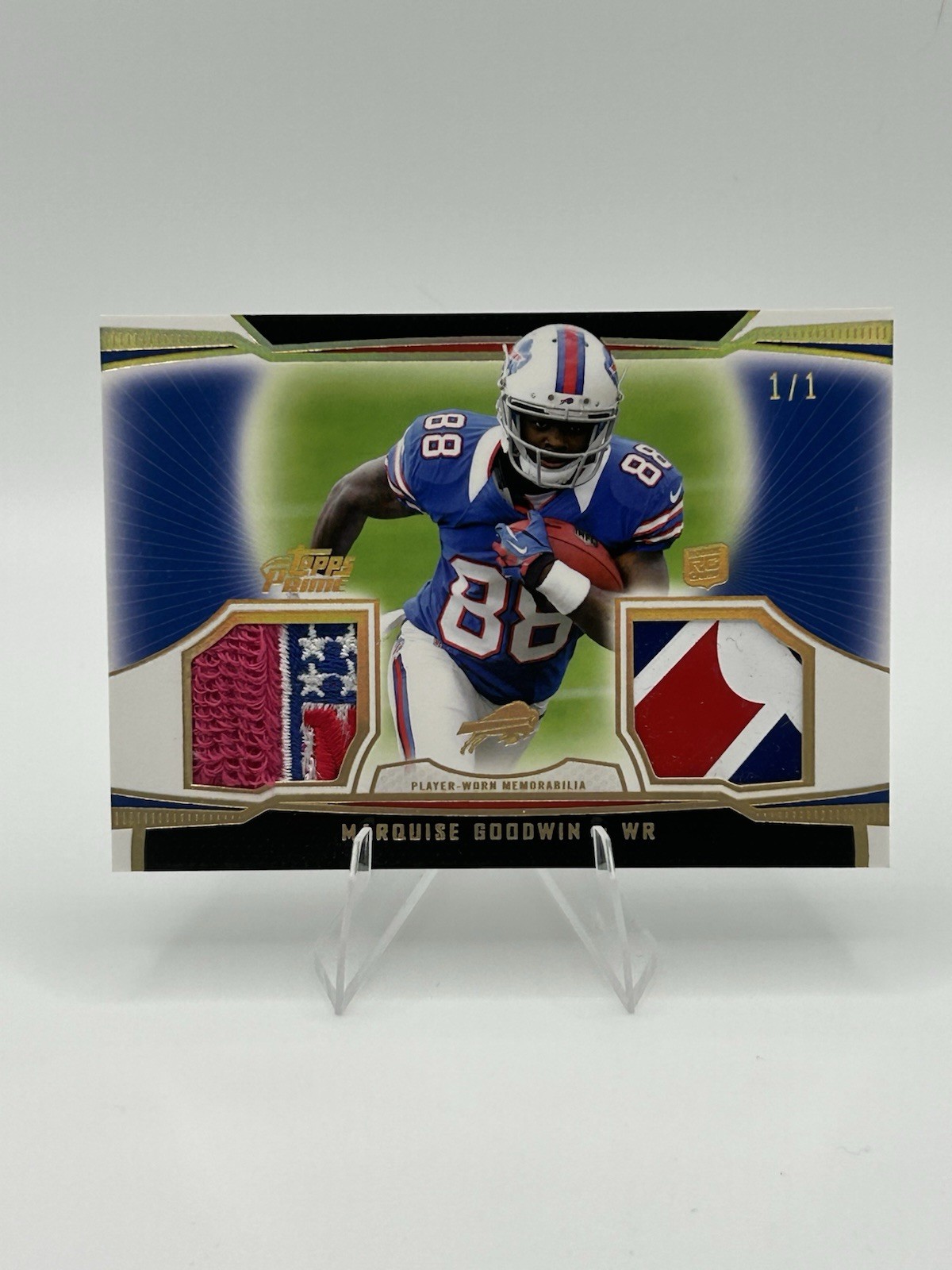 2013 Topps Prime Marquise Goodwin Rookie Dual Patch Logo NFL Shield Bills 1/1 🔥