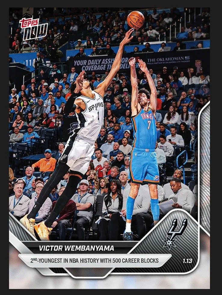 2025-26 NBA Topps NOW Victor Wembanyama Card #127 San Antonio Spurs – QTY