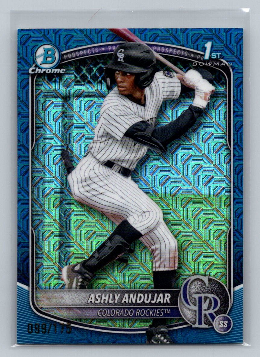 2025 Bowman #BCP-20 Ashly Andujar Chrome Prospects Mojo Navy Refractor #/175