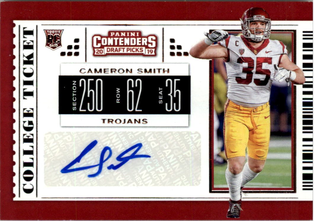 2019 Panini Contenders Draft Picks #203 Cameron Smith RC Auto – FB