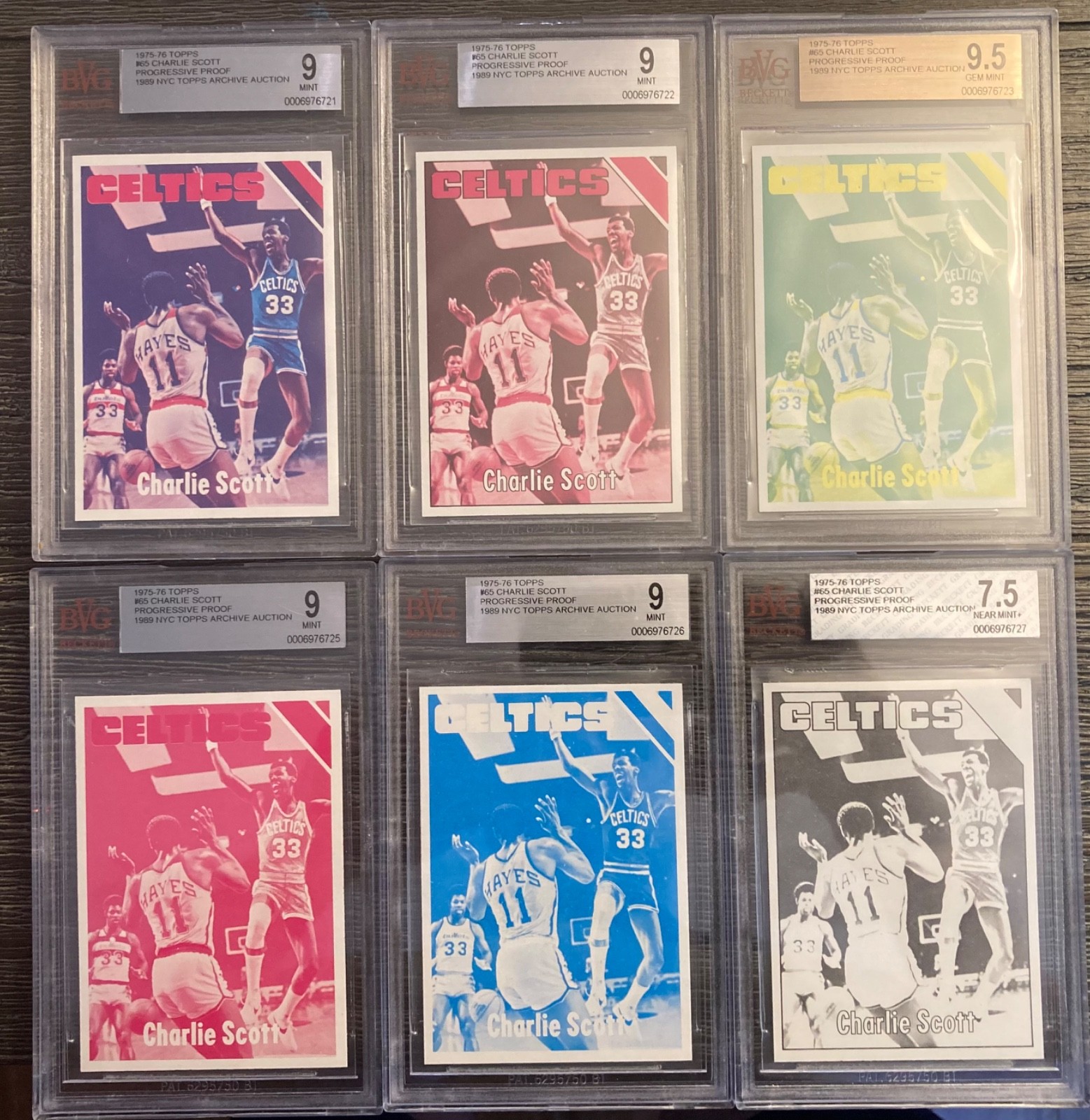 Rare 1975-76 Topps Charlie Scott Progressive Proof Lot of Six From NYC Auction