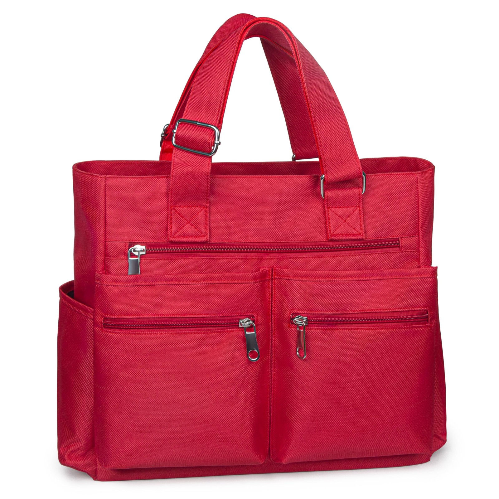 VOLGANIK ROCK Canvas Tote Bag Waterproof Nylon Multi Pocket Large, Red
